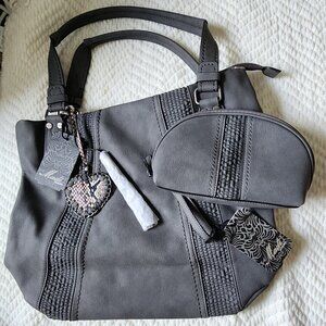 Madi Studio by Madi Claire Lizzie Heart and Tassel Bag & matching pouch - Grey